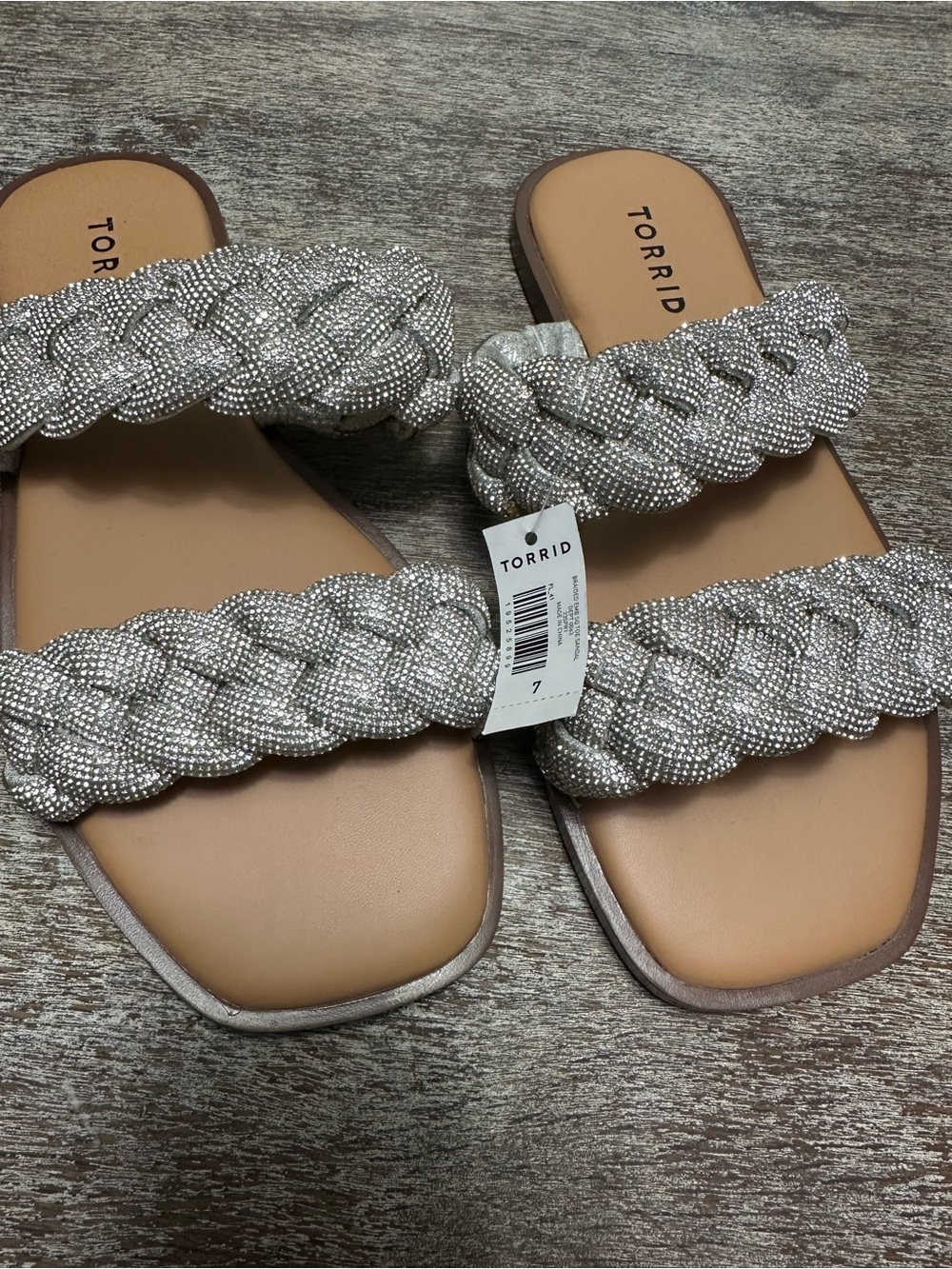 torrid NWT Silver Braided Double-Strap Slide Sandals